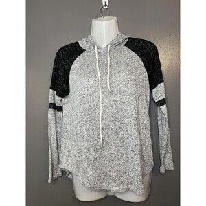 Ambiance Shirt Womens Small Gray Colorblock Hooded Raglan Tunic Top Lightweight